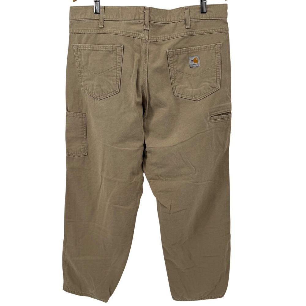 Carhartt FR Canvas Work Pants Mens 38x32 Khaki Flame Resistant FRB159 GKH